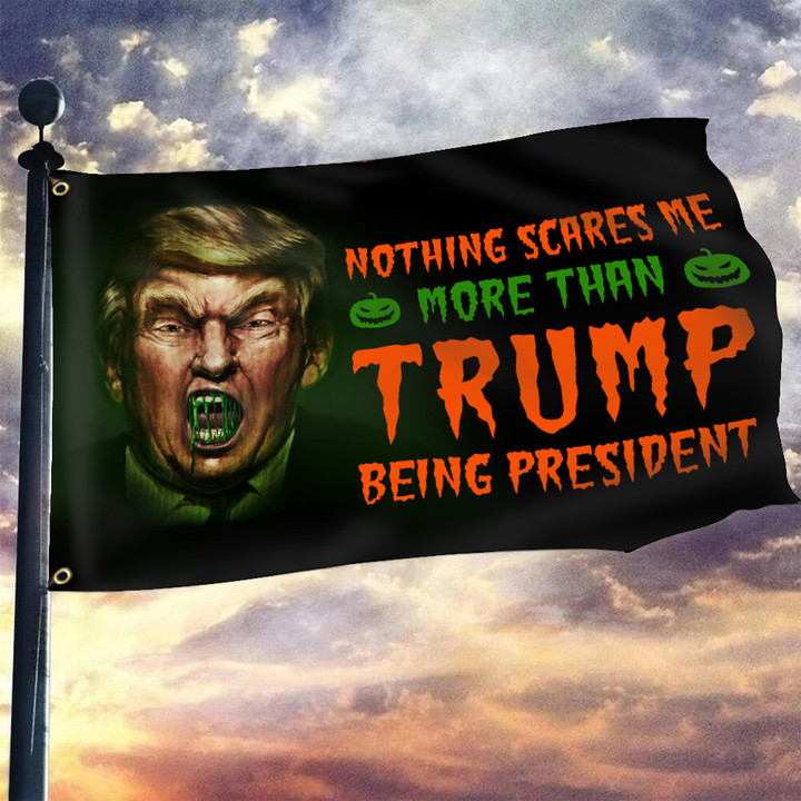 Trump Scarier Than Any Halloween Story Flag Anti Donald Trump 2024 Halloween Decor