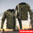 Customized Name USA Stands With Ukraine Slava Ukraini Camo Zipper Hoodie Camouflage Clothing