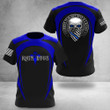 Skull Thin Blue Line Shirt It's Dangerous To Be Righteous In Wicked World Cool Mens T-Shirt