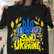 Stand With Ukraine Shirt Trident Symbol Flower Graphic Tee Women Support Ukraine Apparel