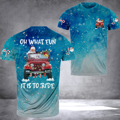 Oh What Fun It Is To Ride Jeep Christmas T-Shirt Funny Santa Shirts Christmas Gifts For Friends