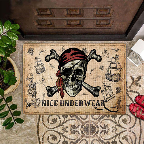 Pirate Skull Nice Underwear Doormat Halloween Welcome Mat Halloween Home Decor
