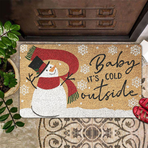 Baby It's Cold Outside Snowman Doormat Christmas Welcome Mat Cute Christmas Decorations
