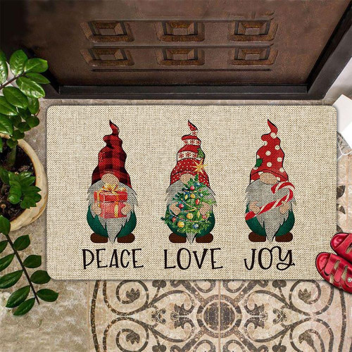 Gnome Peace Love Joy Doormat Merry Christmas Doormat Gnome Christmas Decor