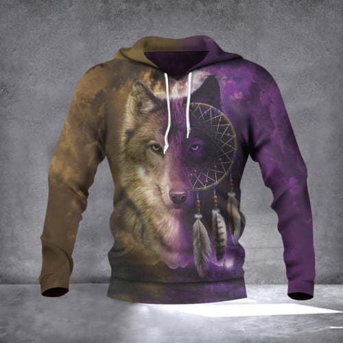 Native Wolf Hoodie Spirit Animal Mens Clothes Native American Gifts