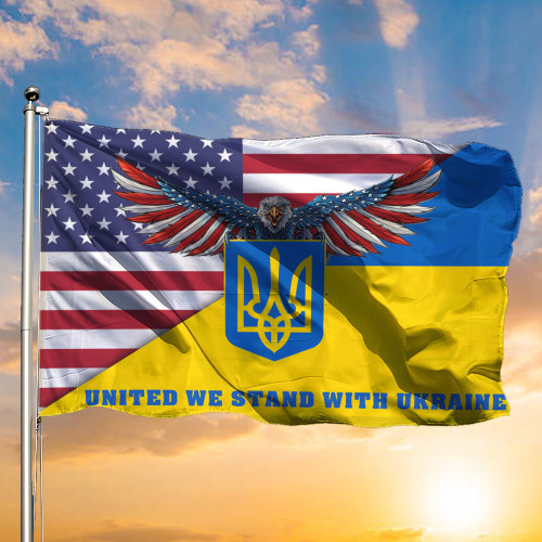 United We Stand With Ukraine Flag America And Ukraine Flag Support Ukraine Merch