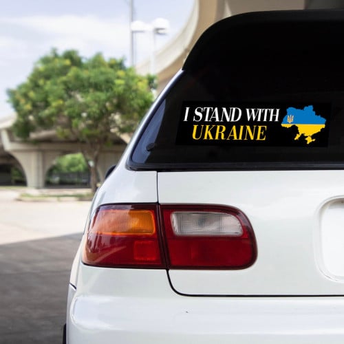 I Stand With Ukraine Car Stickers Ukrainian Map Stand With Support Ukraine Merch