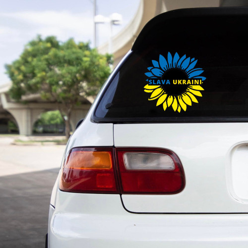 Stand With Ukraine Slava Ukraini Car Stickers Sunflower Merch