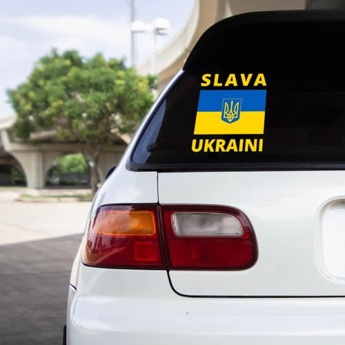 Slava Ukraini Car Stickers Ukrainian Flag Stand With Ukraine Merch