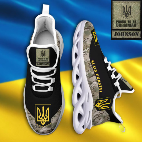 Personalized Name Slava Ukraini Camo Sneakers Proud To Be Ukrainian Products Merch