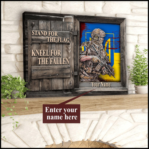 Personalized Name Ukraine Veteran Poster Stand For The Flag Kneel For The Fallen