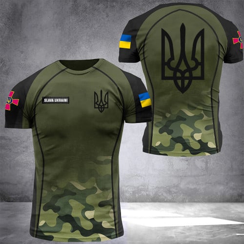 Army Ukraine Slava Ukraini Camo Shirt Ukraine Armed Forces Flag Military Clothing
