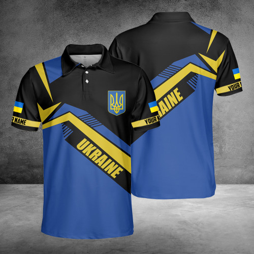 Personalized Stand With Ukraine Polo Shirt Black-Blue Clothing