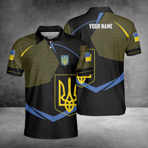 Personalized Ukraine Flag With Trident Polo Shirt Mens Ukrainian Support Clothing