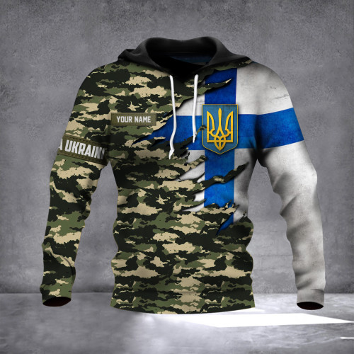 Personalized Finland Stands With Ukraine Trident Ukraine Hoodie Finland Camo Flag Merch