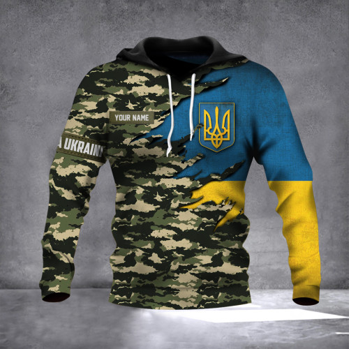Personalized Slava Ukraini Trident Ukraine Hoodie Ukraine Camo Flag Clothing