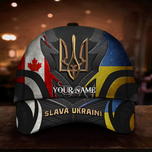 Personalized Canada Stands With Ukraine Hat Slava Ukraini Merch Canadian Gift
