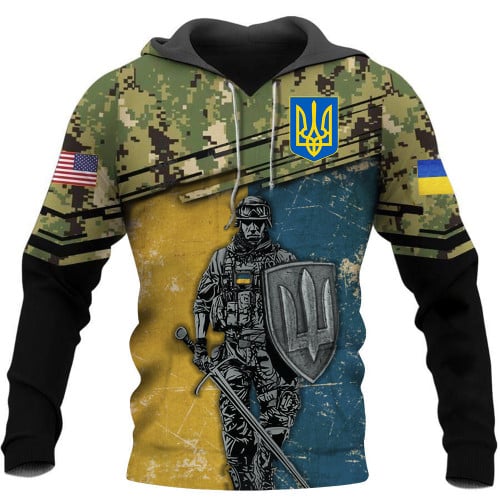 USA Stands With Ukraine Hoodie Ukraine Camo Flag Clothing