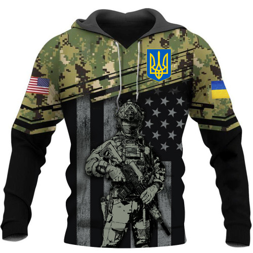 USA Stands With Ukraine Hoodie Camouflage Flag Clothing