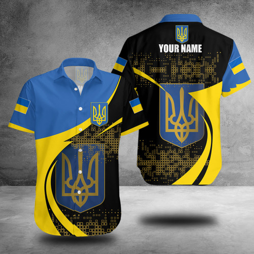 Personalized Stand With Ukraine Hawaii Shirt Black Ukraine Flag Clothing
