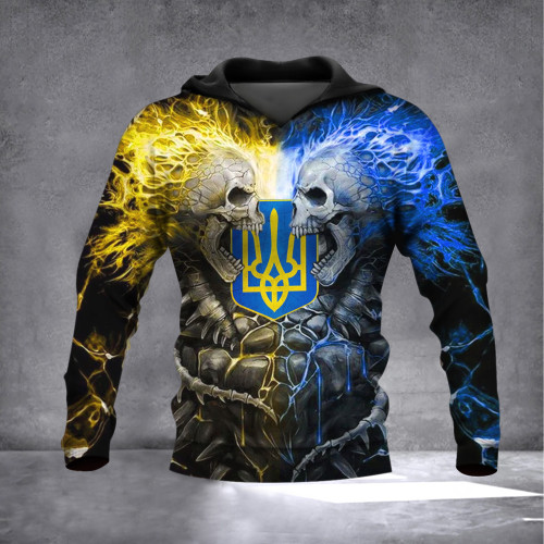 Stand With Ukraine Hoodie Skull Trident Ukraine Symbol Clothing