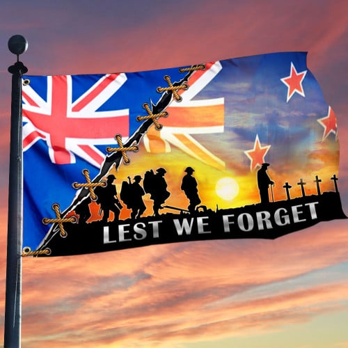 New Zealand Veterans Poppy Lest We Forget Flag Military Memorial Day New Zealand Flag