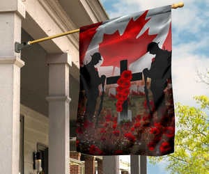 Canadian Veterans Poppy Flag Memorial Day Military Canada Flag Indoor Outdoor