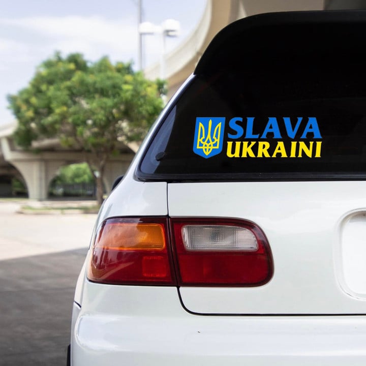 Stand With Ukraine Slava Ukraini Car Stickers Ukrainian Support Merch