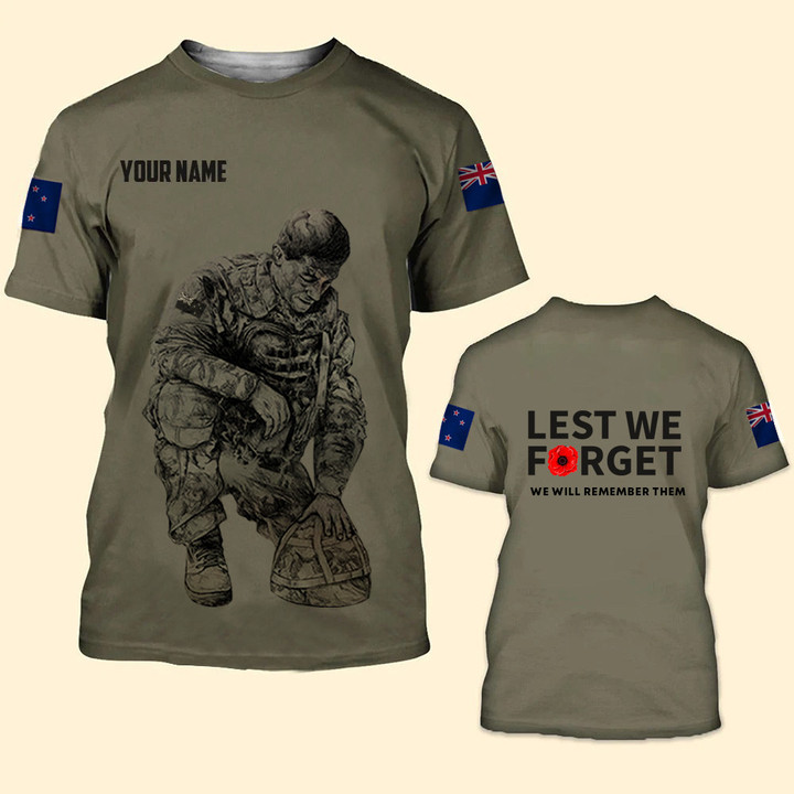 Personalized Name New Zealand Veteran Lest We Forget Shirt We Will Remember Them