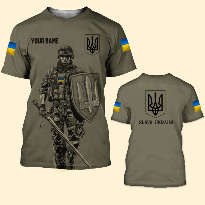 Personalized Name Ukraine Veteran Slava Ukraini Shirt Men Ukrainian Support Merch