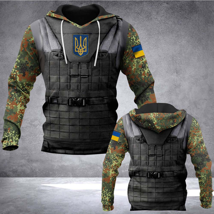 Personalized Name Stand With Ukraine Trident Ukraine Camo Hoodie Camouflage Merch