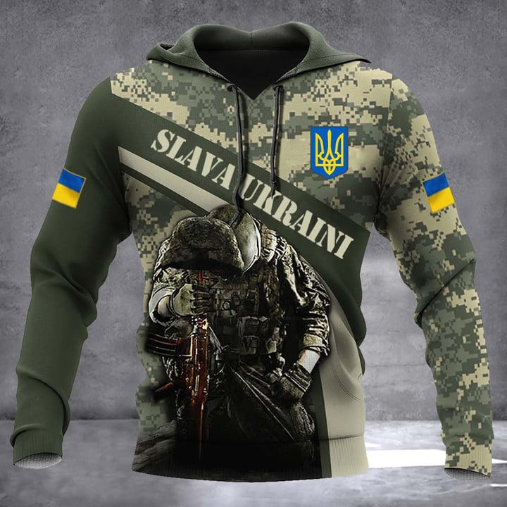 Stands With Ukraine Slava Ukraini Hoodie Ukraine Veteran Camouflage Merch