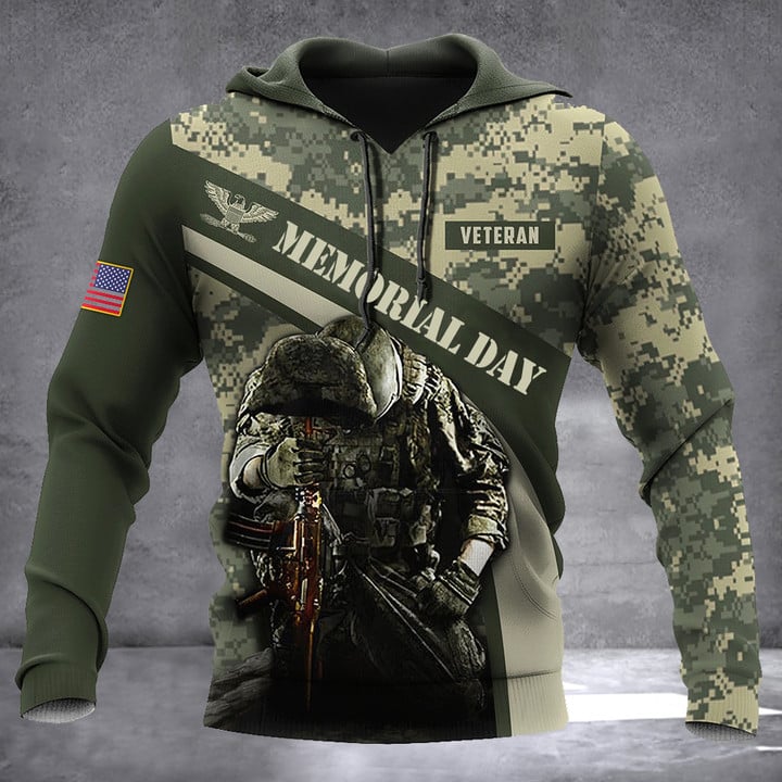 US Veteran Camouflage Hoodie Military Memorial Day Honor Clothing Gift For Veterans