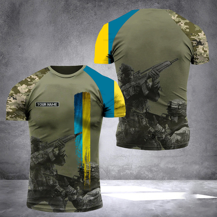 Personalized Soldier Ukraine Camo T-Shirt Mens Support Stand With Ukraine Shirt Gifts