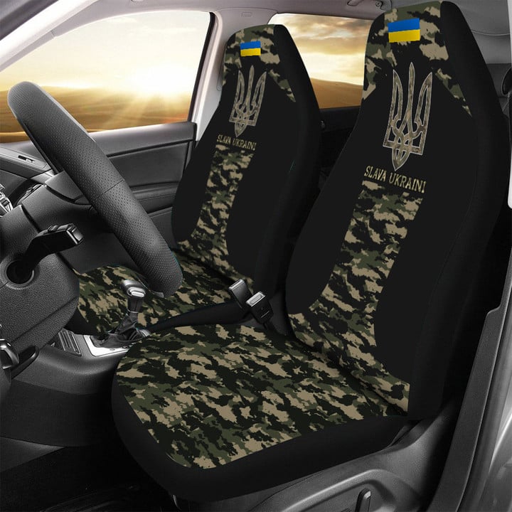 Support Ukraine Slava Ukraini Car Seat Covers Camouflage Flag Merch