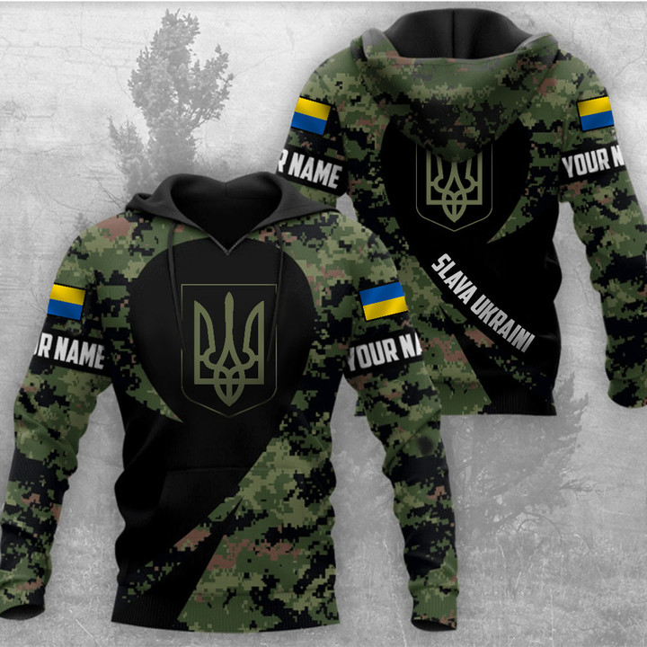 Personalized Slava Ukraini Camo Hoodie Support Ukraine Trident Ukraine Symbol Clothing