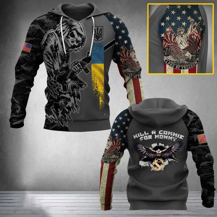 USA Stands With Ukraine Land Of Freedom Hoodie Kill A Commie For Mommy