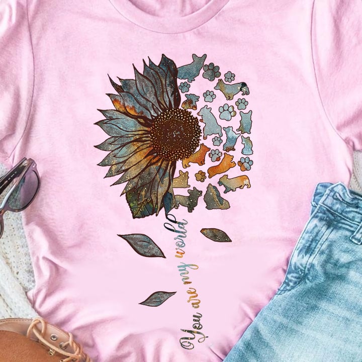 Corgi Sunflower You Are My World Shirt Apparel Corgi Clothes For Humans Dog Lover Gifts