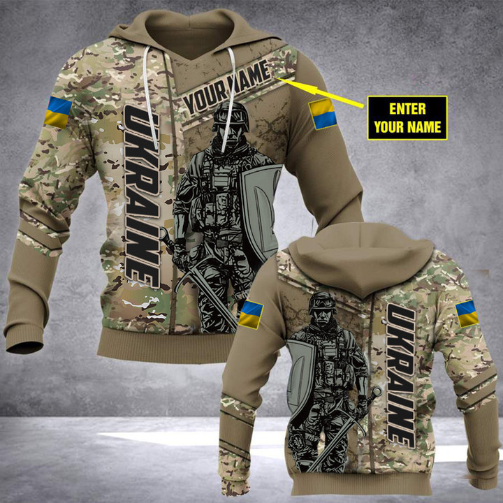 Personalized Soldier Ukraine Camo Hoodie Support Ukraine Ukrainian Clothing Merch