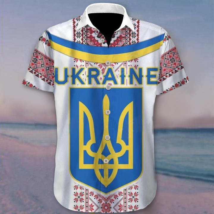 Ukraine Pattern Hawaii Shirt Ukrainian Support Trident Ukraine Symbol Merch