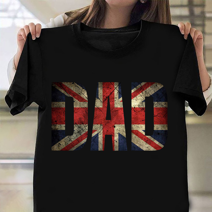 UK Flag Dad T-Shirt Vintage Retro Happy Fathers Day Shirts Gifts For Dad