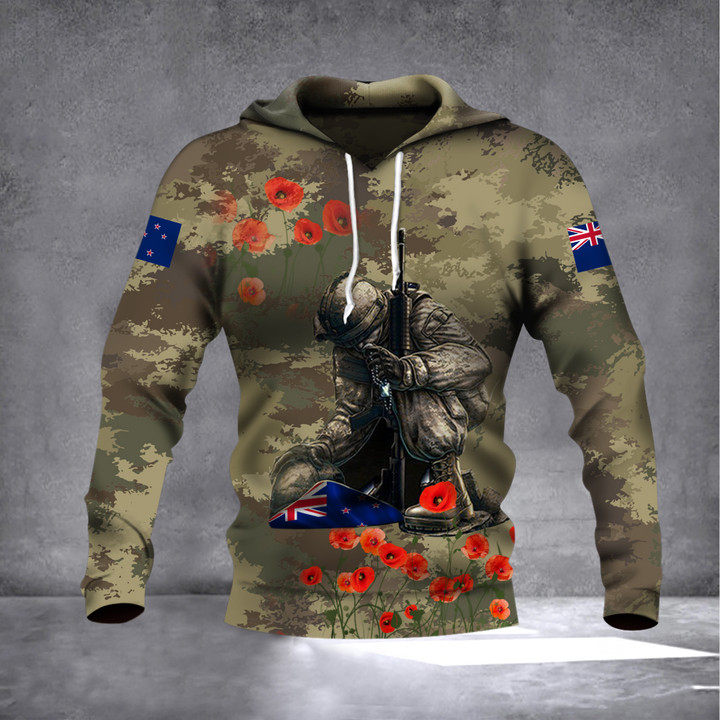 New Zealand Veteran Poppy Camo Hoodie Veteran Day Ideas Memorial Clothing Merch