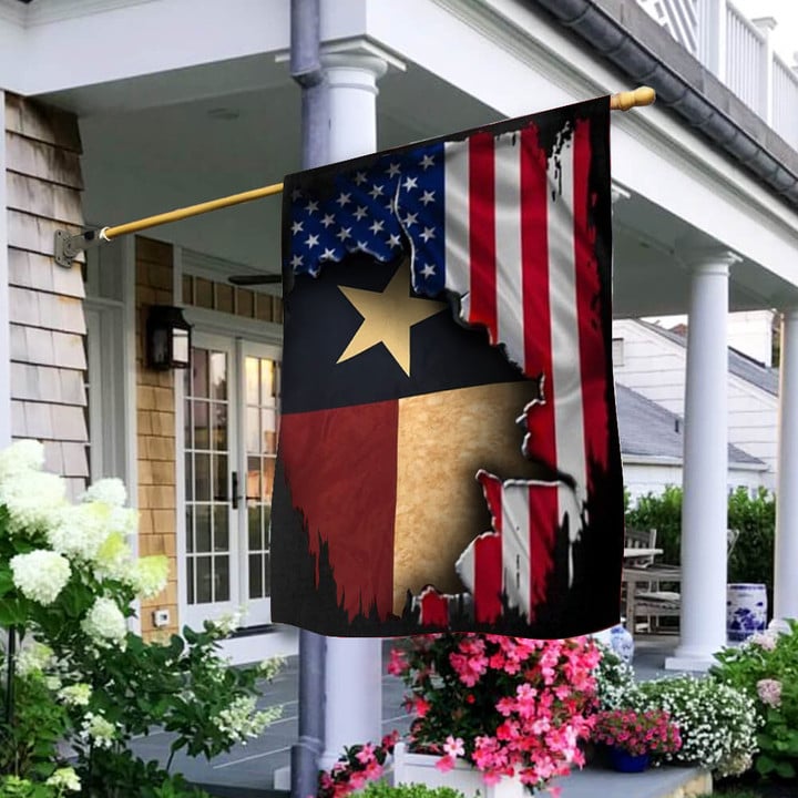 Texas Flag Inside American Flag Texas Pride Patriotic Merch Outdoor Garden Decor