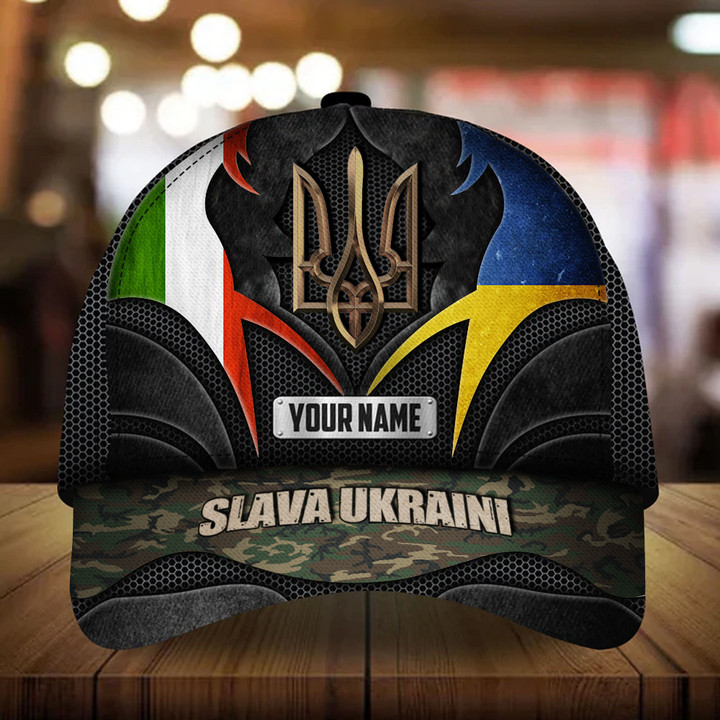 Personalized Italia Stands With Ukraine Hat Slava Ukraini Camo Merch Gift