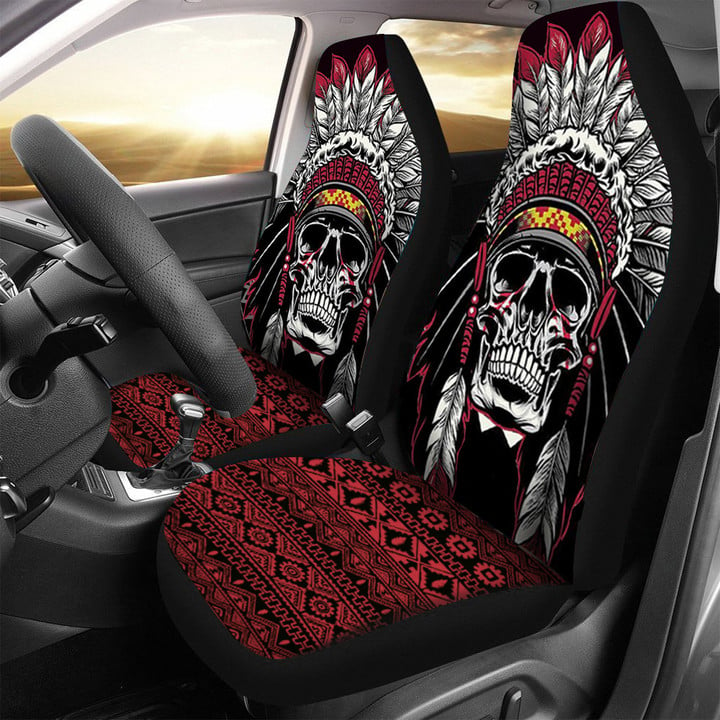 Native Car Seat Covers Native Skull Pride Merch Car Decor Accessories