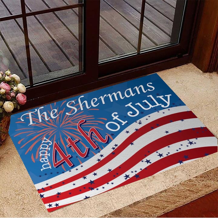 Personalized Happy 4Th Of July Doormat Firework USA Flag Patriotic Decor Ideas