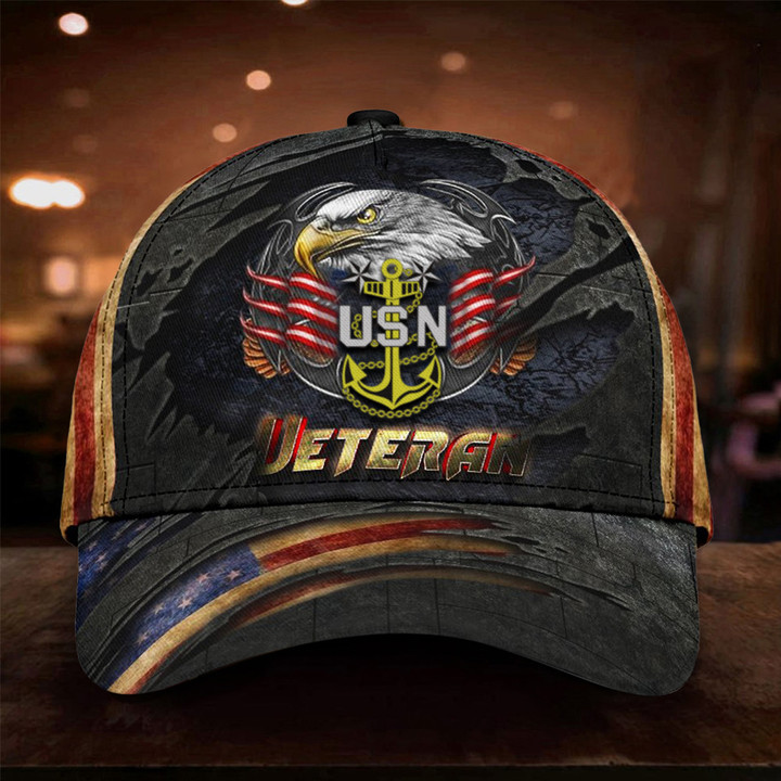 Eagle USN Veteran Hat Honoring United States Navy Veteran USA Flag Hats Gift