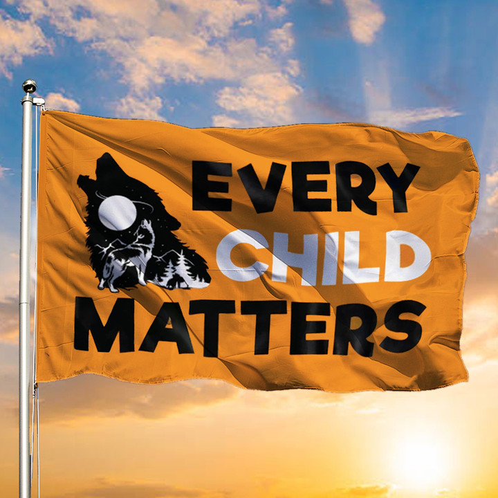 Wolf Every Child Matters Flag Awareness Orange Day Every Child Matters Merch