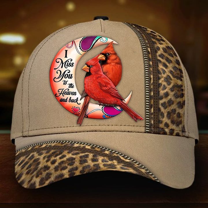 Northern Cardinal I Miss You To The Heaven And Back Hat Mens Remembrance Day Leopard Hats