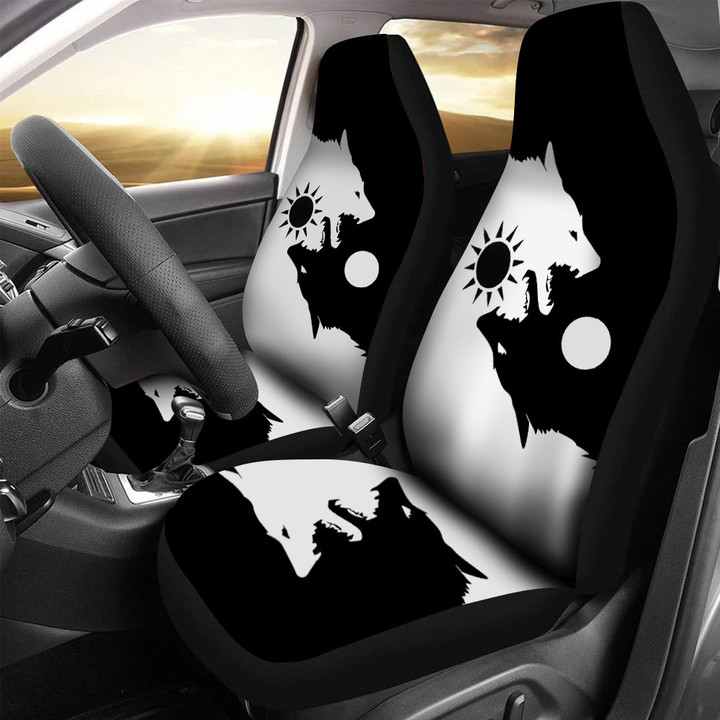 Black White Wolf Car Seat Covers Native Animal Car Decoration Wolf Lovers Gift